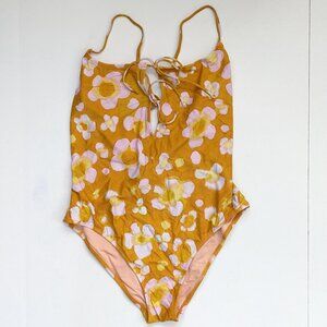 Madewell Floral One Piece Swimsuit - Mustard and Pink